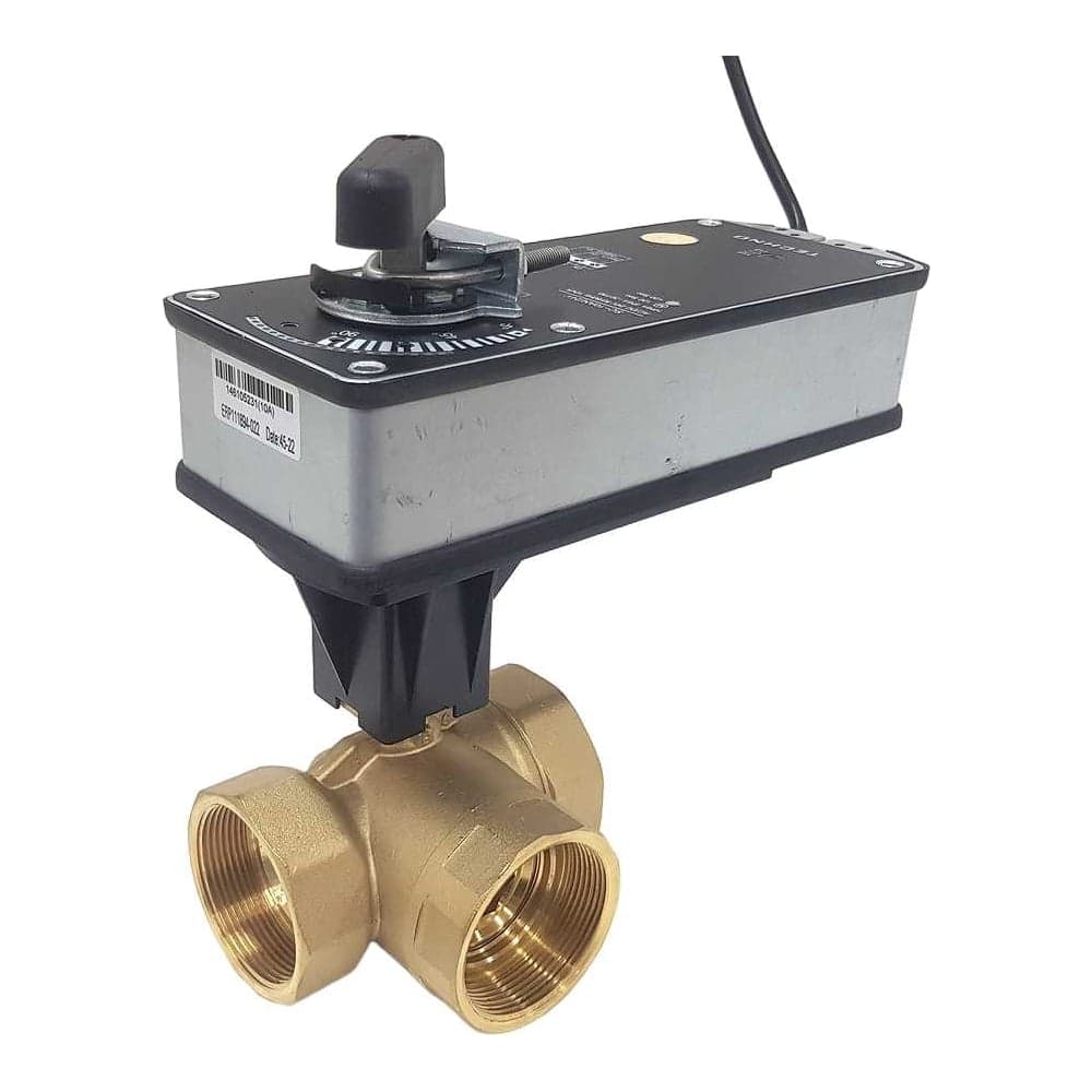 Трехходовой шаровый кран TECHNO HK340-SC10DF/24V DN40, резьба G1-1/2 с электроприводом 10Нм, 24В, управление открыто/закрыто с возвратной пружиной 632401