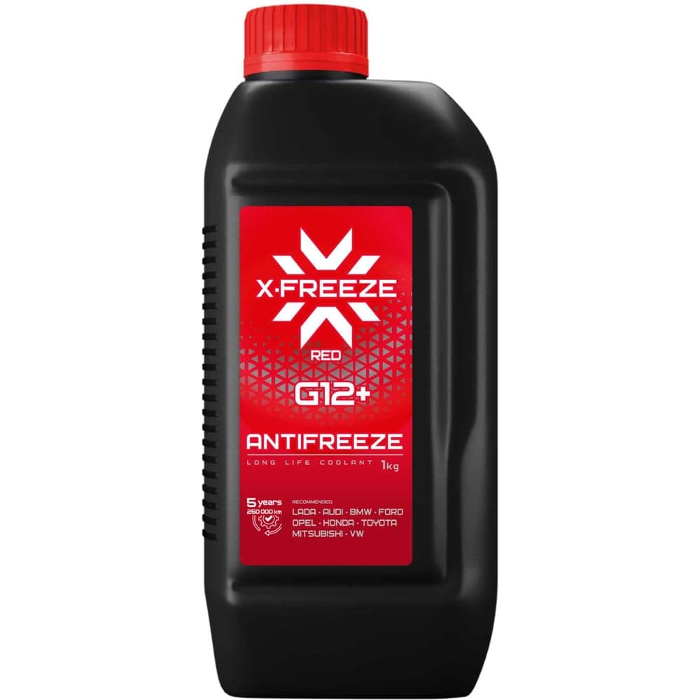 Антифриз для двигателя автомобиля X-Freeze G12+ красный, 1 кг, охлаждающая жидкость, готовый к применению 430140008