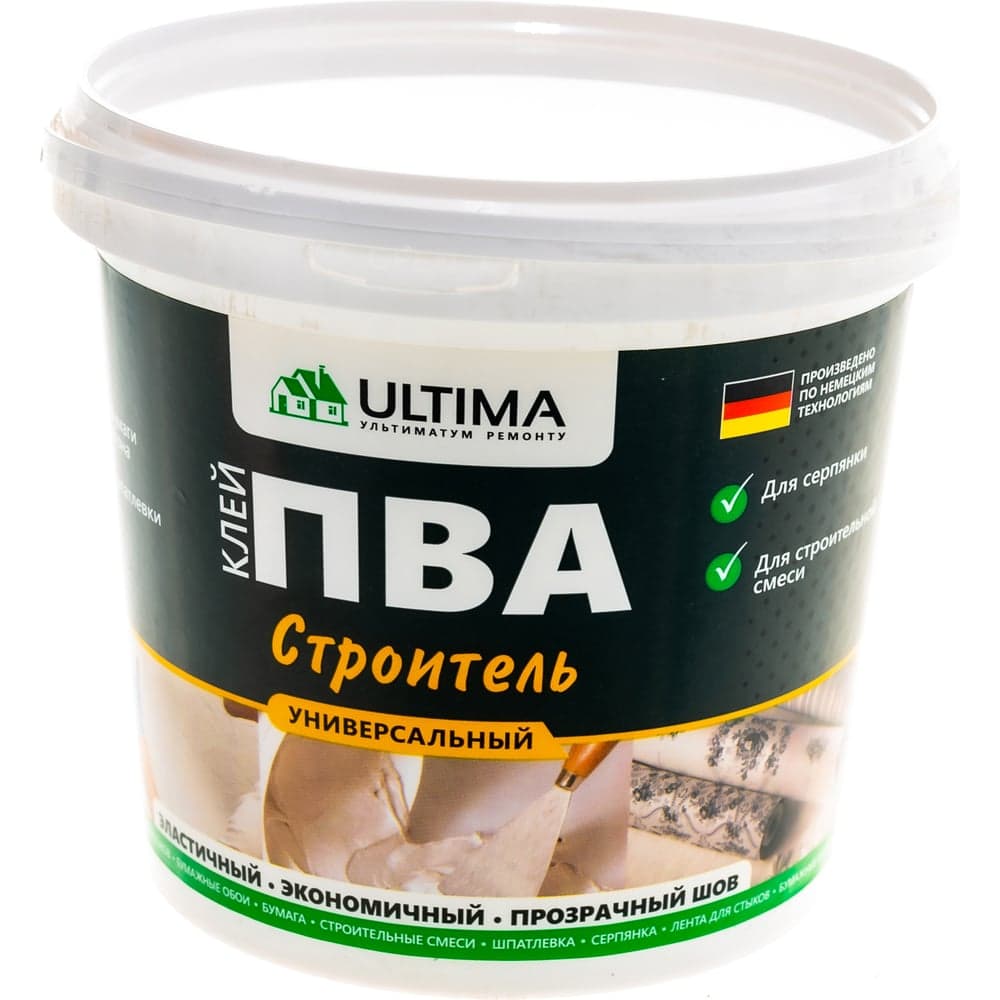 Клей ПВА ULTIMA СТРОИТЕЛЬ ведро 0,9кг ULTSTR09