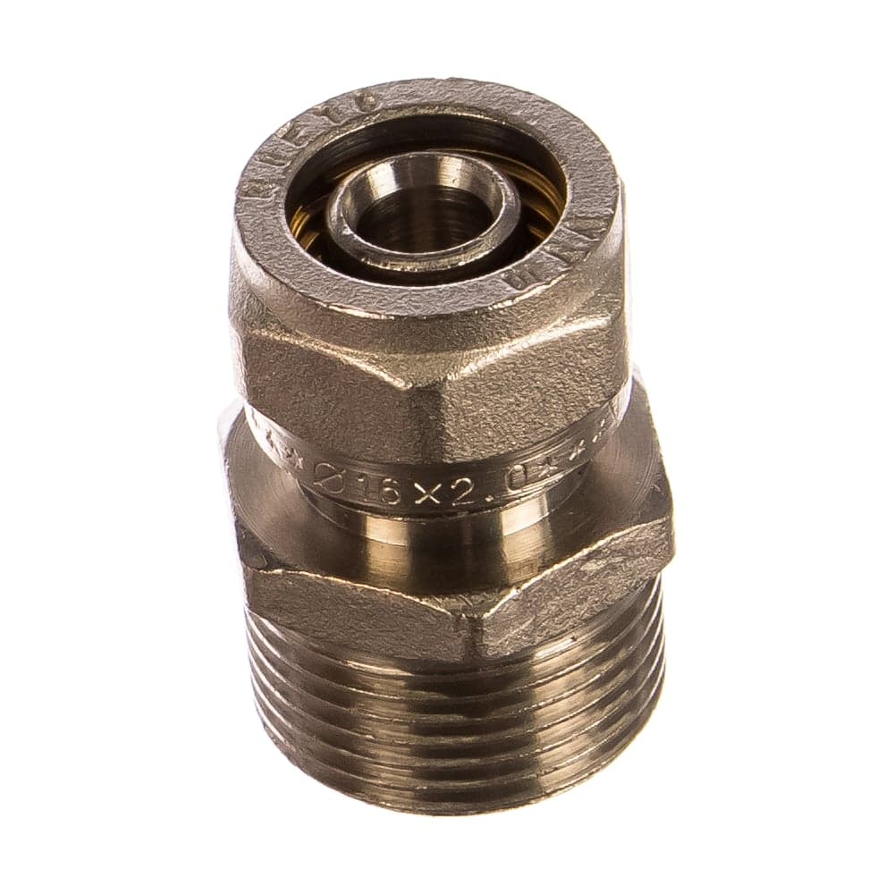 Обжимной соединитель с переходом на наружную резьбу 16х3/4 Valtec VTm.301.N.001605