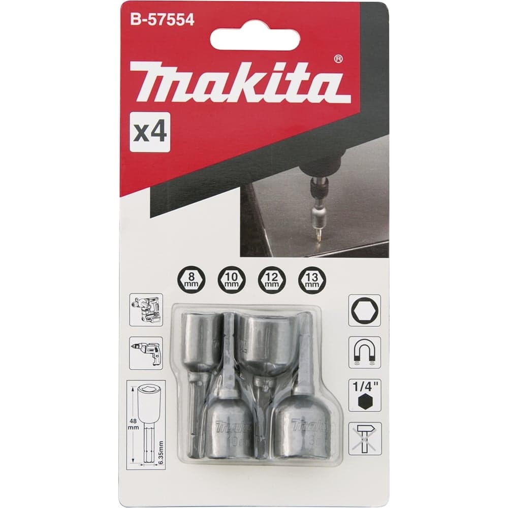Набор магнитных торцовых головок (4 шт.; 8, 10, 12, 13 мм; 48 мм; С-form) Makita B-57554