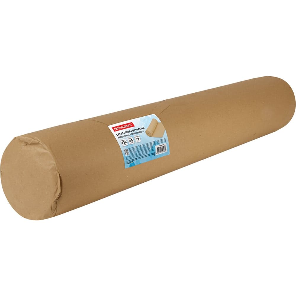 Крафт-бумага в рулоне BRAUBERG 720 мм x 40 м, плотность 78 г/м2, марка а (коммунар) 440186