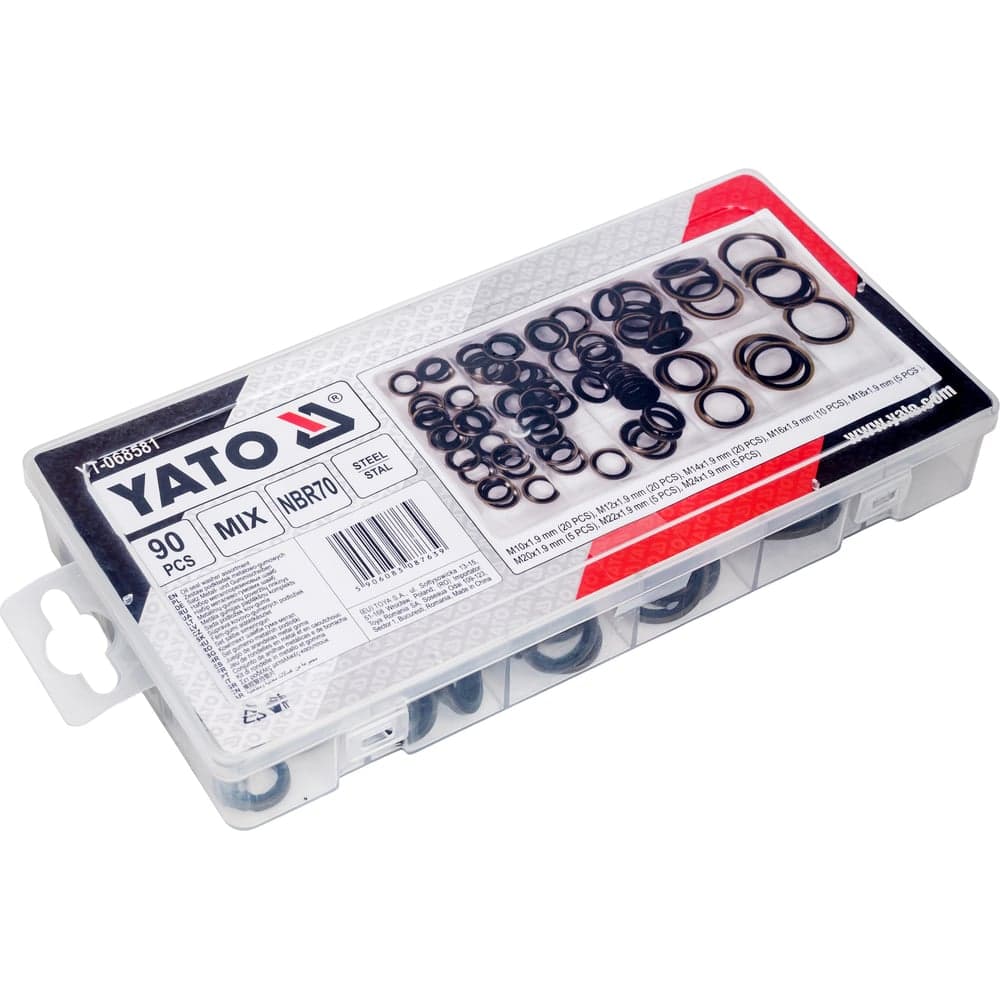 Набор металлорезиновых шайб 90 шт, пластиковый кейс YATO YT-068581