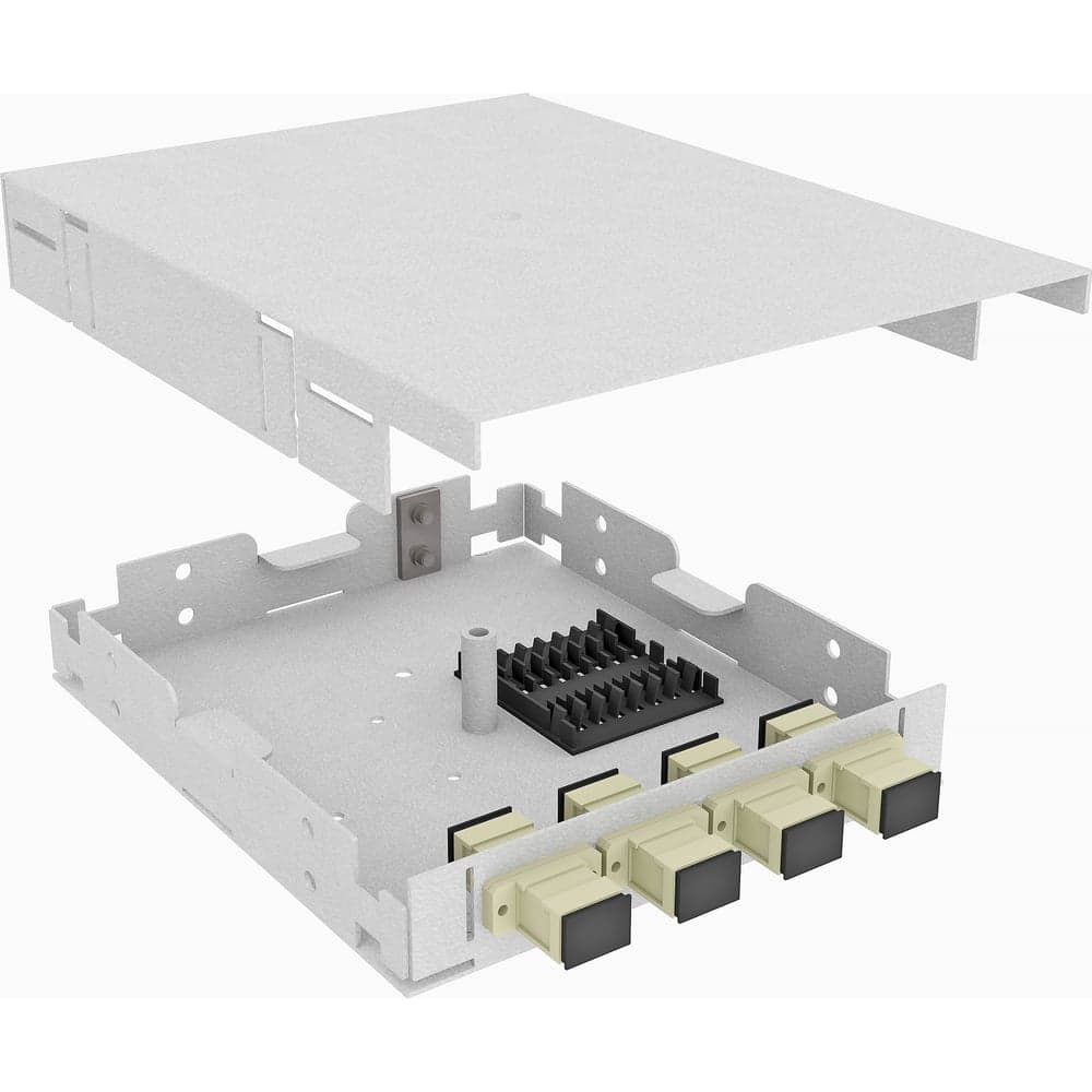 Настенный оптический кросс TopLan 4 SC/PC адаптера, многомодовый MM 50/125 (OM3), укомплектованный, КРНМ-Top-04SC/P-OM3-GY