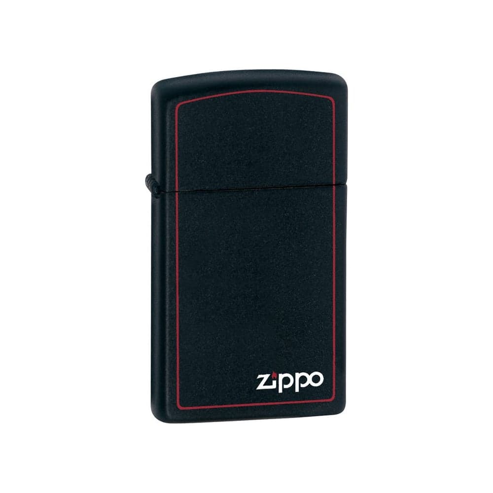 Зажигалка Zippo Slim Black Matte Logo Border 1618ZB