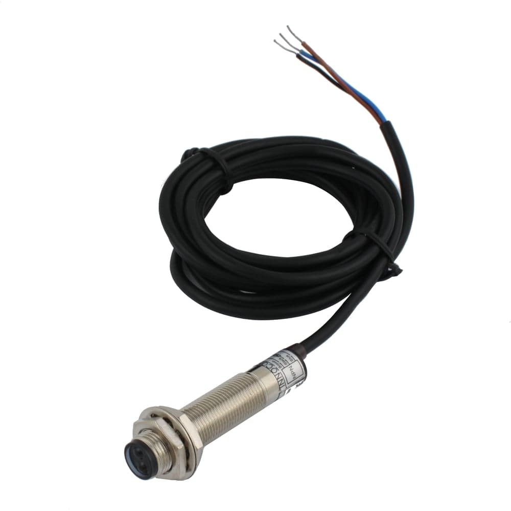Диффузионный фотодатчик INNOCONT М12x1, зона срабатывания до 10 см, -10 +60 С, 12…24 VDC, IP67, выход: NPN NO, макс. ток 200 мА, время реакции 3 мс, кабель 2 м PES-D12-NO10D