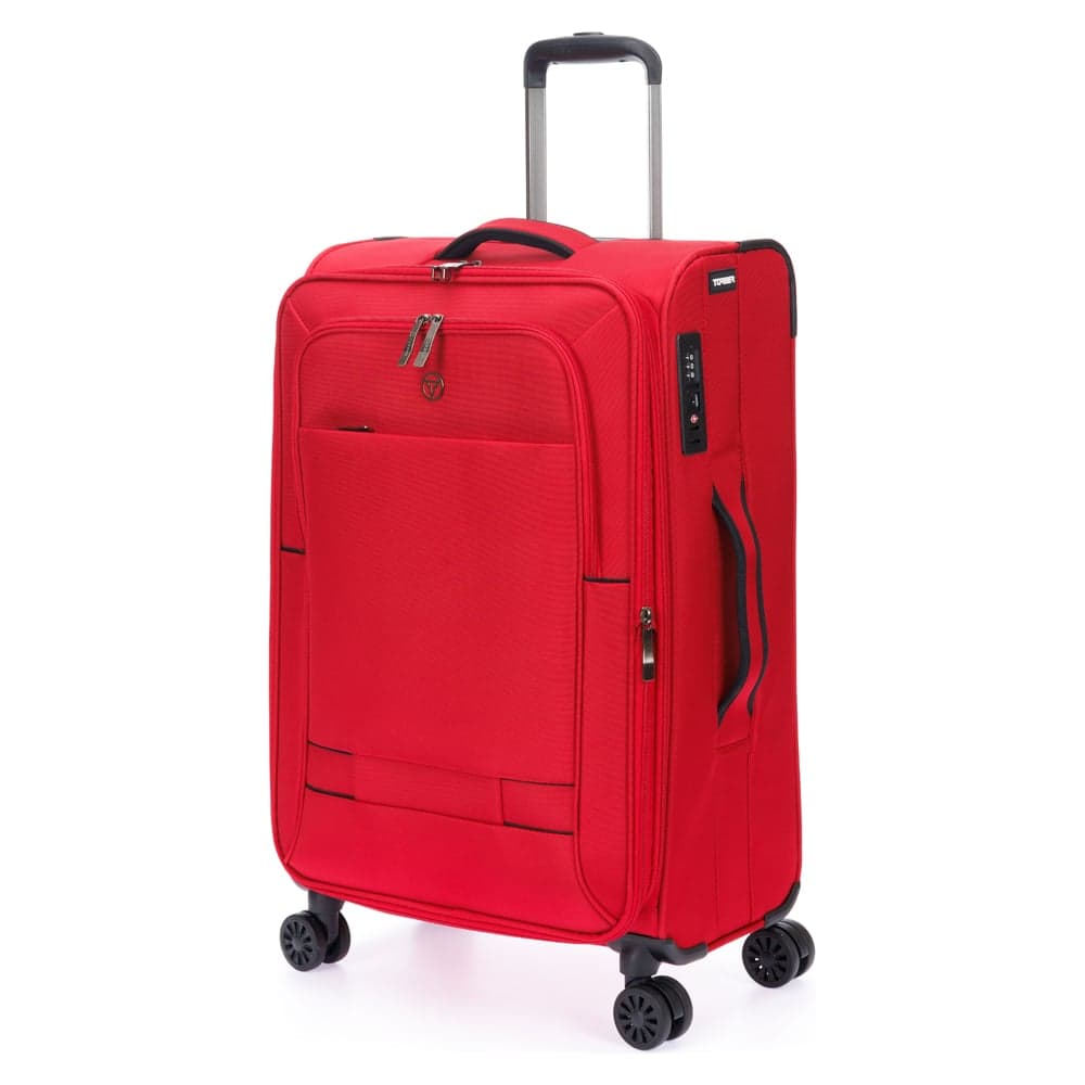Чемодан Torber Brosno, красный, нейлон 600D, 43.5x26x68 см, 56 л T1901M-Red