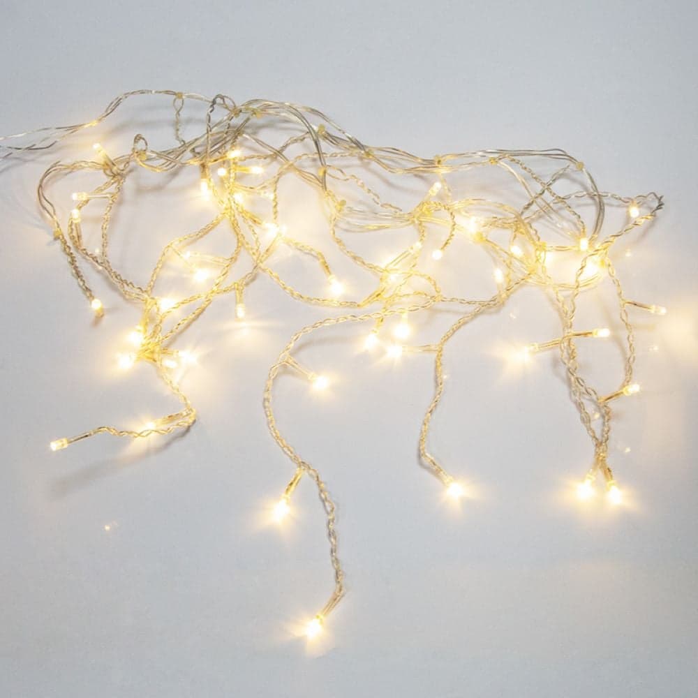 Гирлянда Neon-Night АЙСИКЛ бахрома, 1.8х0.5м, прозрачный ПВХ, 48 LED ТЕПЛО-БЕЛЫЕ IP20 255-016