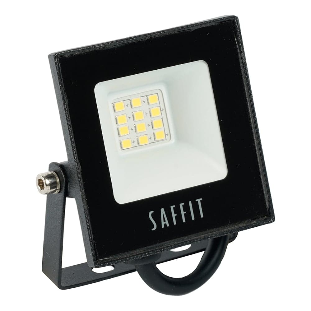 Прожектор светодиодный 2835SMD SAFFIT 10W 6400K AC220V/50Hz IP65, черный в компактном корпусе, SFL90-10 55067