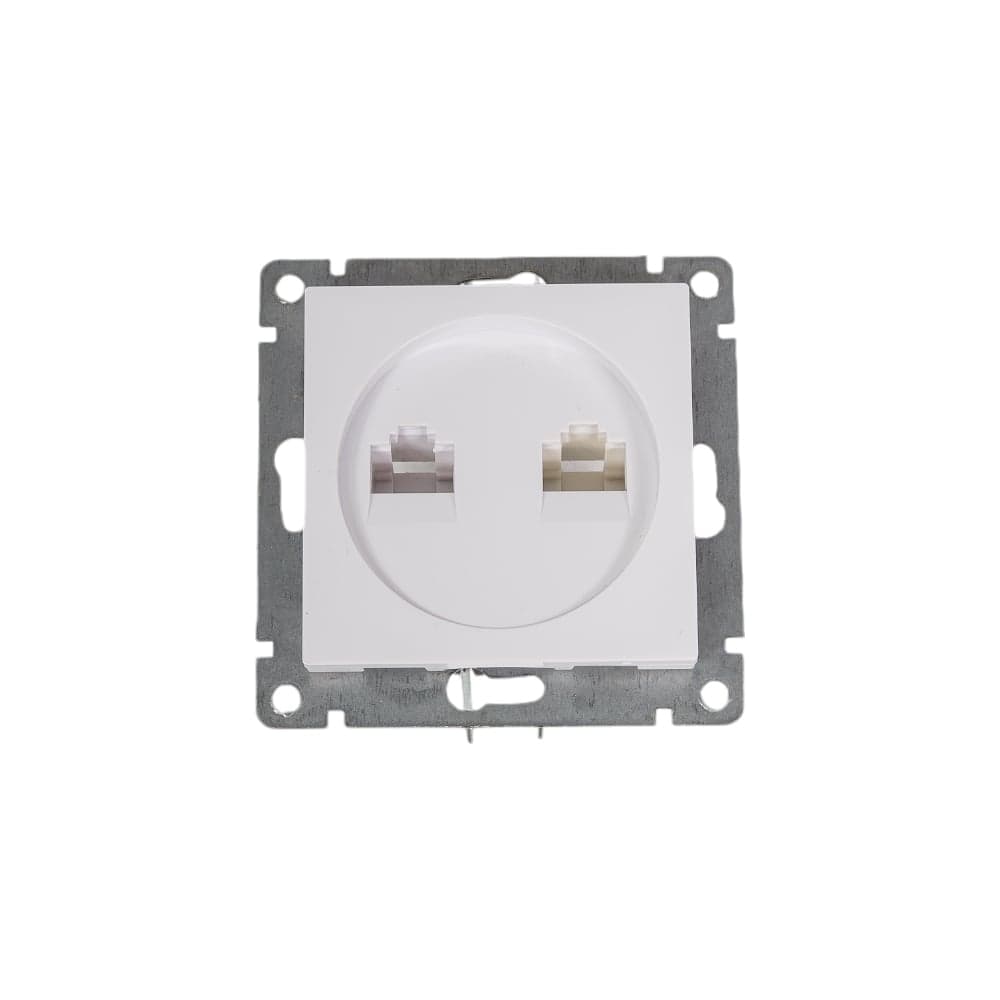 Компьютерная+телефонная розетка UNIVersal серия афина, с/у, 1а, rj45, rj12, белая еврослот A0052