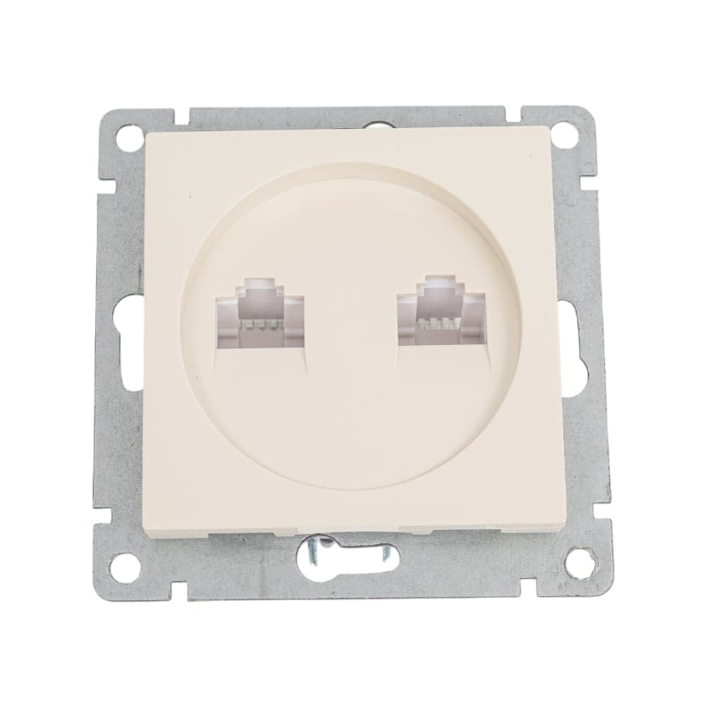 Компьютерная+телефонная розетка UNIVersal серия афина, с/у, 1а, rj45, rj12, слоновая кость ivory еврослот A0052-I