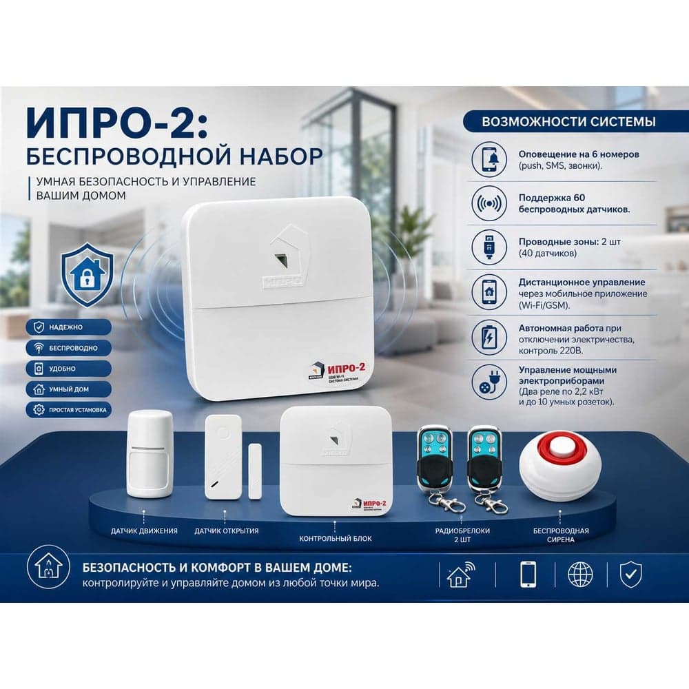 Сигнализация ИПРо-2 GSM-WI-FI (беспроводной набор) 2855