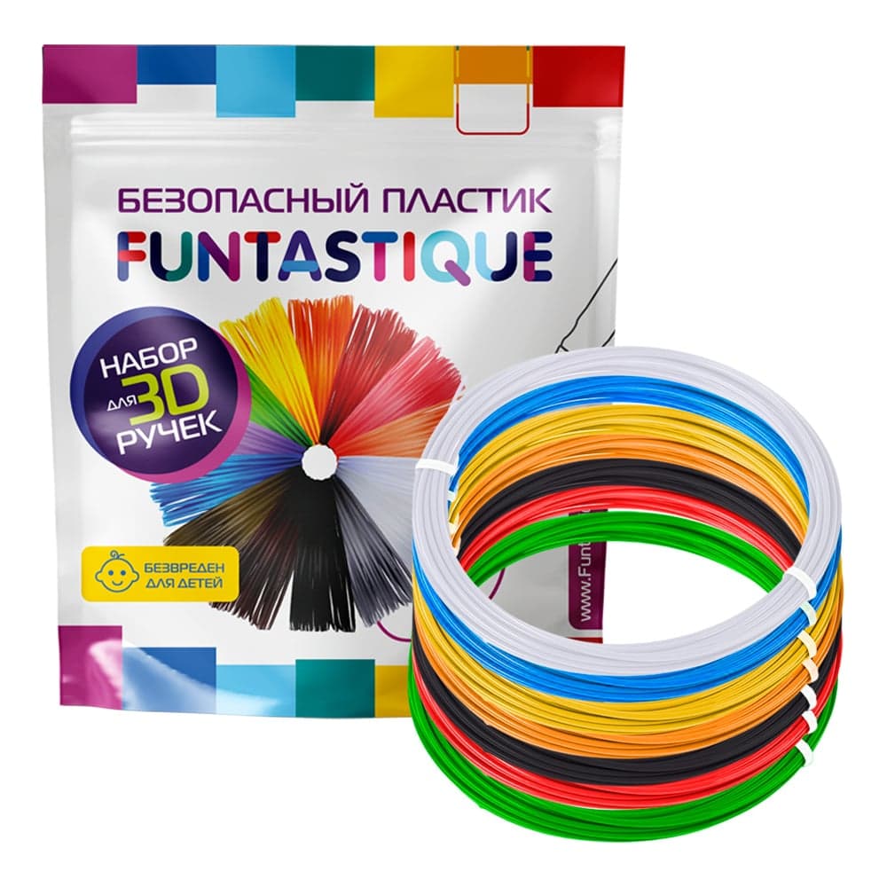 Набор pla-пластика для 3д ручек FUNTASTIQUE 7 цветов, 5 м PLA-PEN-7-5