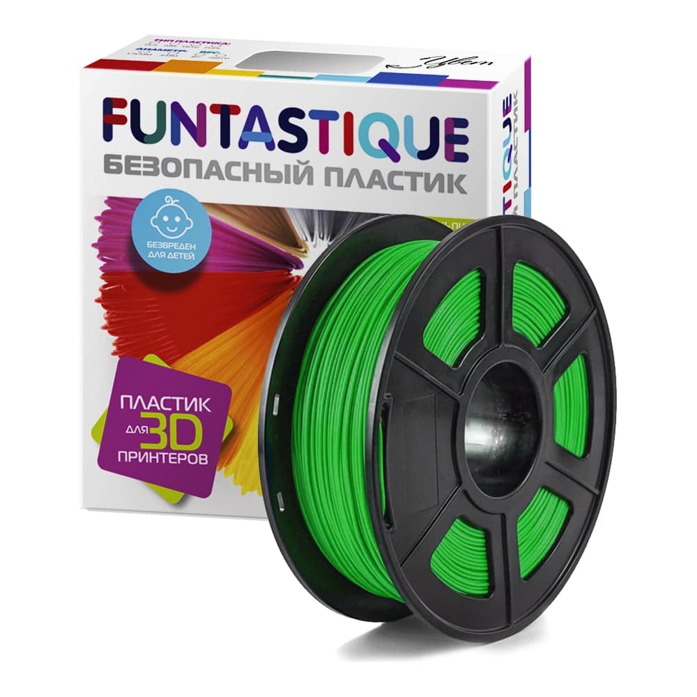 Пластик в катушке FUNTASTIQUE abs, 1.75 мм, 1 кг, зелёный ABS-1KG-GN