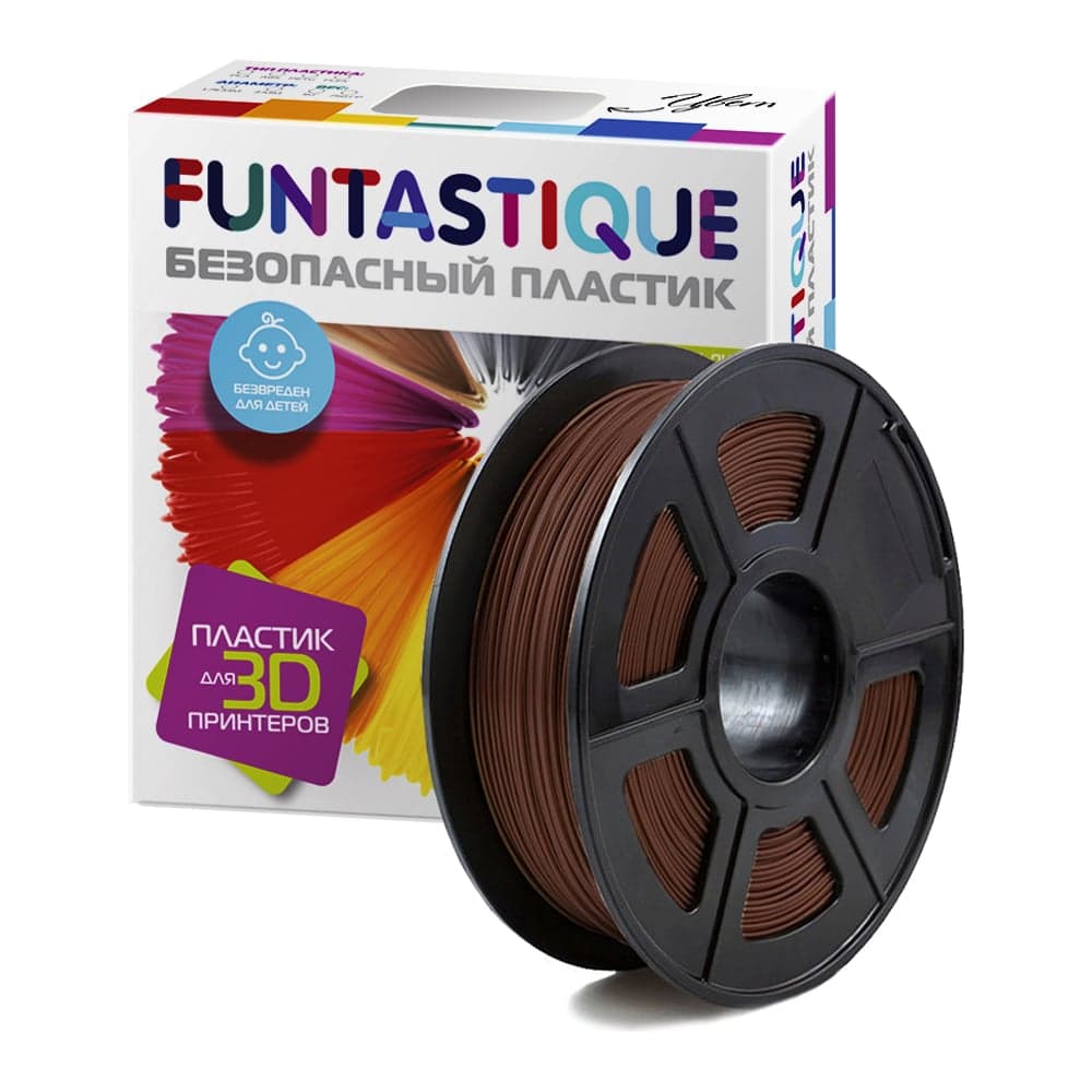 Пластик в катушке FUNTASTIQUE abs, 1.75 мм, 1 кг, коричневый ABS-1KG-BN