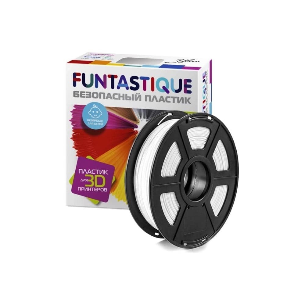 Пластик в катушке FUNTASTIQUE petg, 1.75 мм, 1 кг, белый PETG-1KG-WT