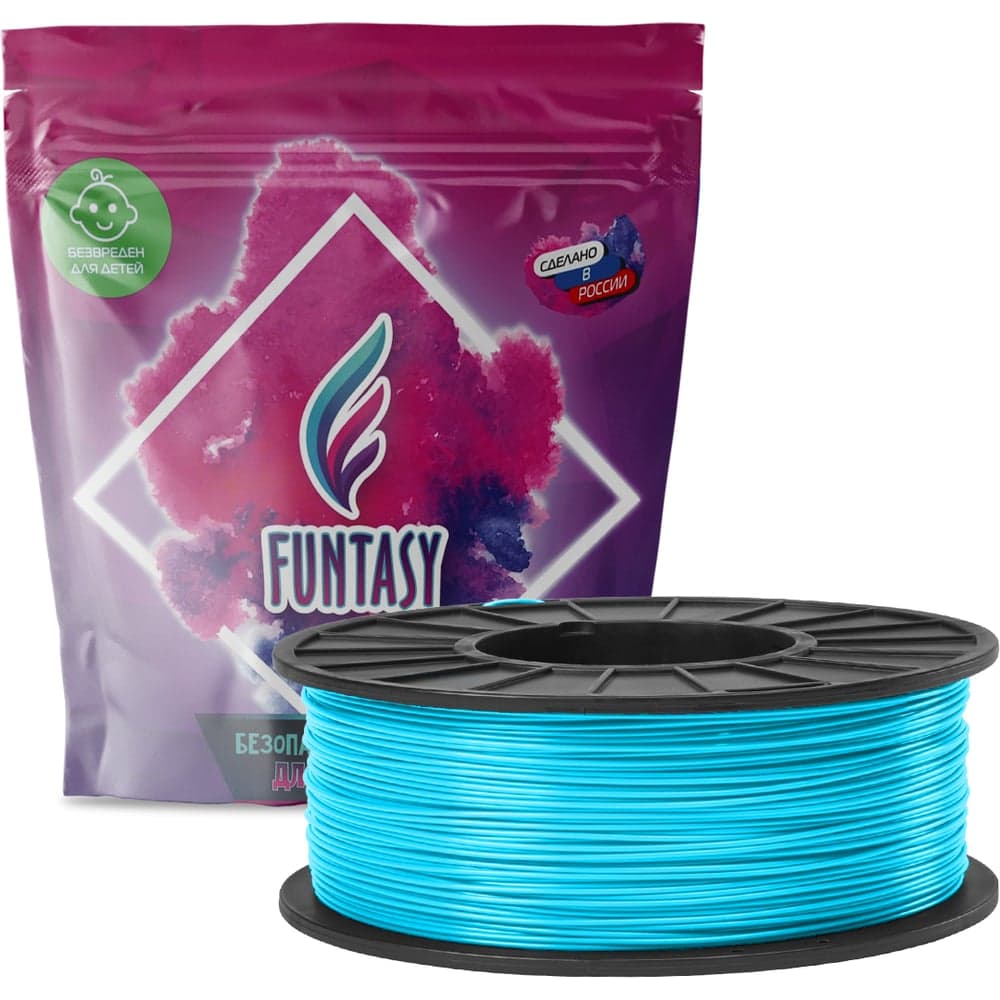 Пластик в катушке Funtasy petg,1.75 мм,1 кг, цвет голубой небо PETG-1KG-BS-1