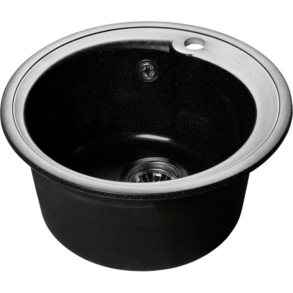 Мойка SANTREK AQUA PRO ROUND SA-R450 D=443 мм, круглая (черный-308) (+ сифон) 313553