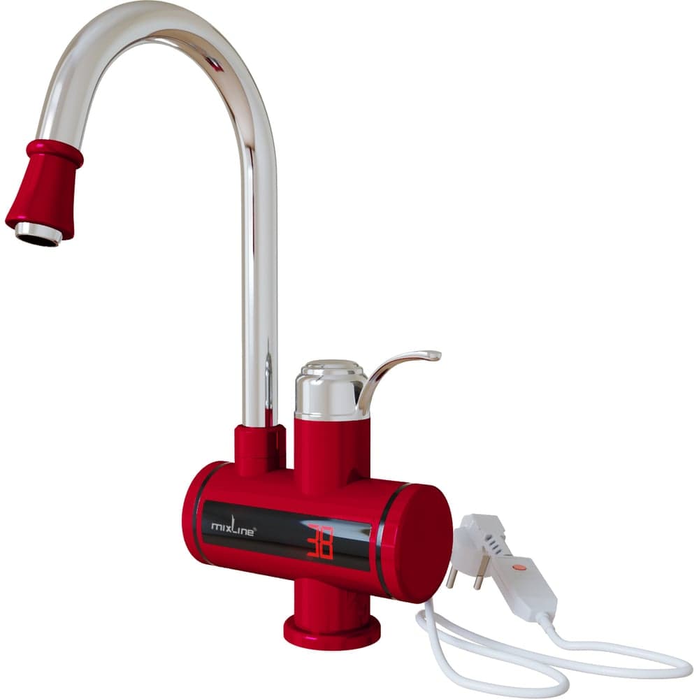 Смеситель-водонагреватель MIXLINE проточного типа wh-003 red, 3.3 квт, УЗО, кухня, индикатор температуры 551718