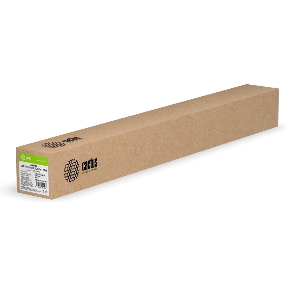 Бумага CACTUS CS-PG180-106730 универсальная, 42", A0+, 1067 мм, 30 м, 180г/м2, белый, глянцевое, с покрытием 1548980