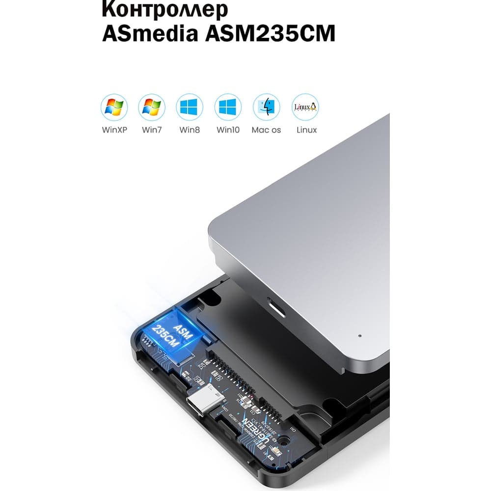 Внешний корпус для HDD/SSD 2,5, Ugreen USB-C 3.1 GEN2 70498