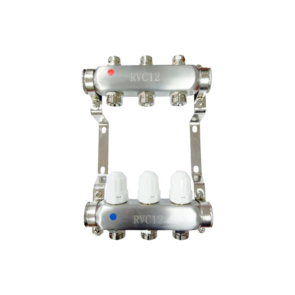 Коллекторный блок Rvc ТП нержавеющая сталь, 1 (DN25) 2x3/4 (евроконус), с вентильными вставками 12120