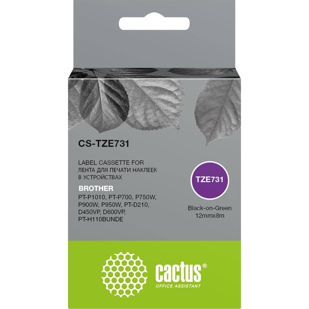 Ленточный картридж CACTUS CS-TZE731 черный для Brother PT-P1010, PT-P700, P750W, P900W, P950 1720900
