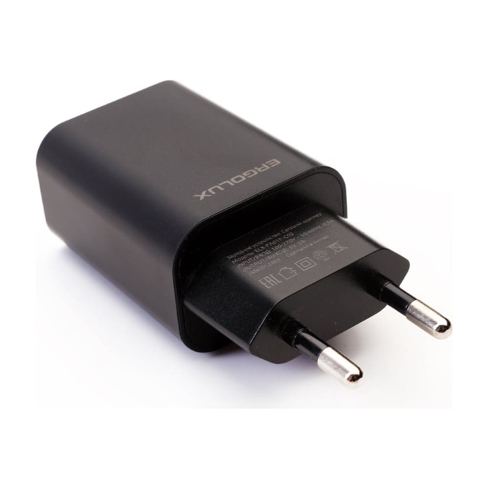 Сетевой адаптер 1usb Ergolux Elx-рa01p-c02 промо 100-220в, 5v/2а, черный, пакет 15107