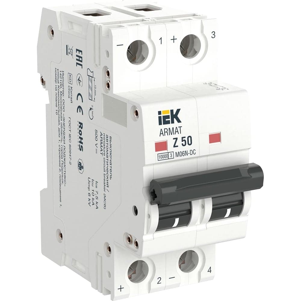 Автоматический выключатель IEK Armat m06n-dc 2p, z, 50а AR-M06N-2-Z050DC