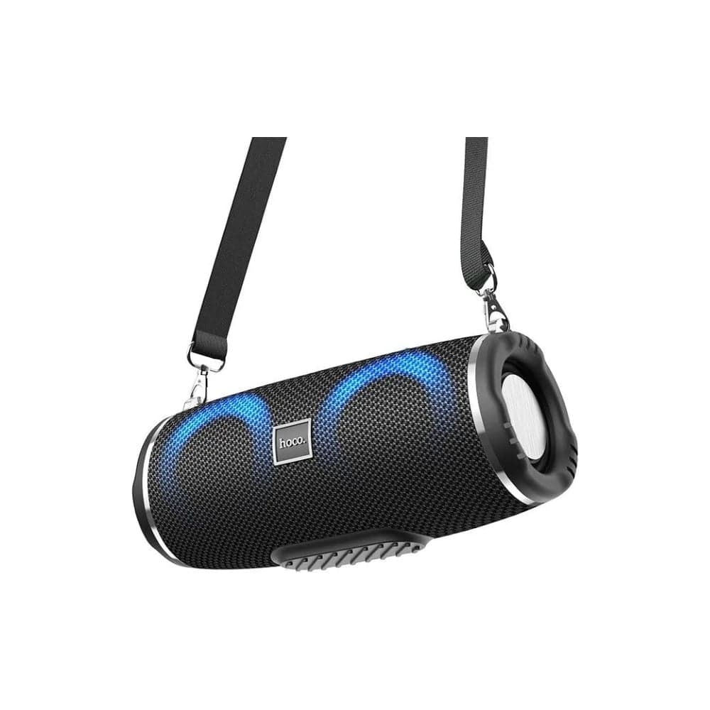 Bluetooth колонка Hoco HC12 10Вт наплечный ремень RGB подсветка черный bt5.0 2x5w aux fm microsd microusb usb громкость +- 6931474765789