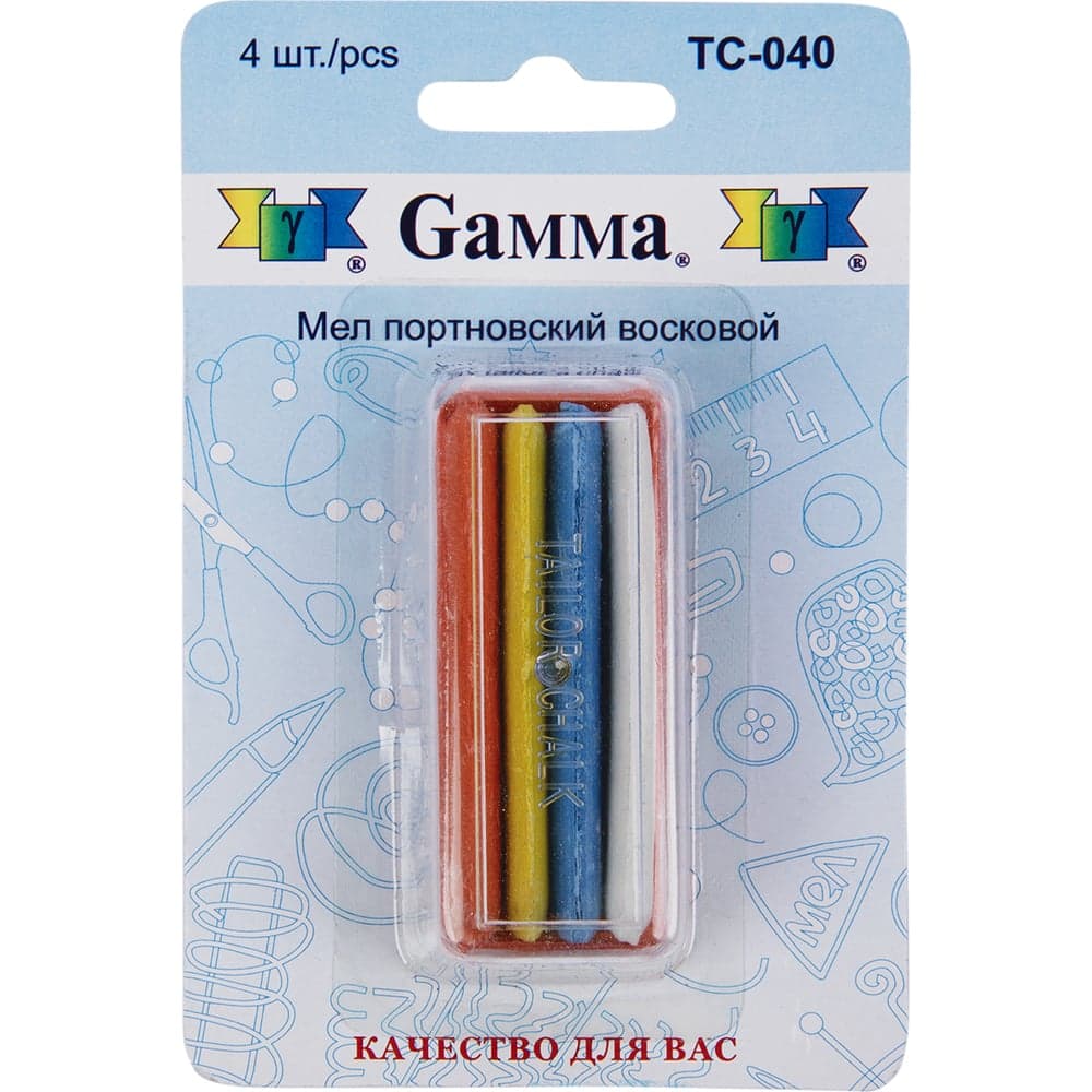 Мел портновский Gamma восковой, 4 шт., ассорти TC-040 116765