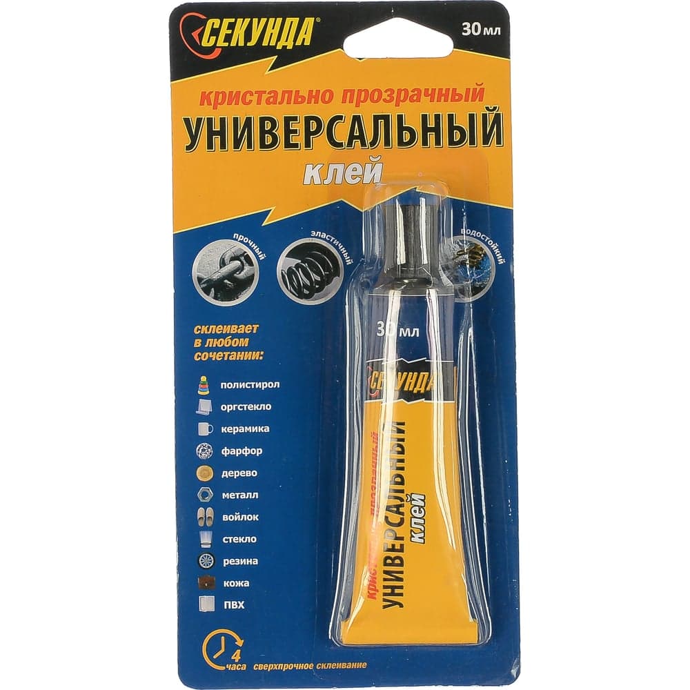 Универсальный клей Секунда 30 мл, прозрачный 403-108