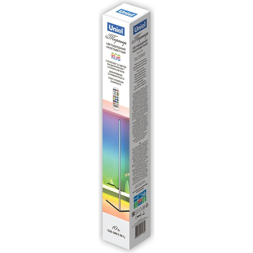 Напольный торшер Uniel светодиодный ulm-t630 10w/rgb/dim/rc black UL-00010180