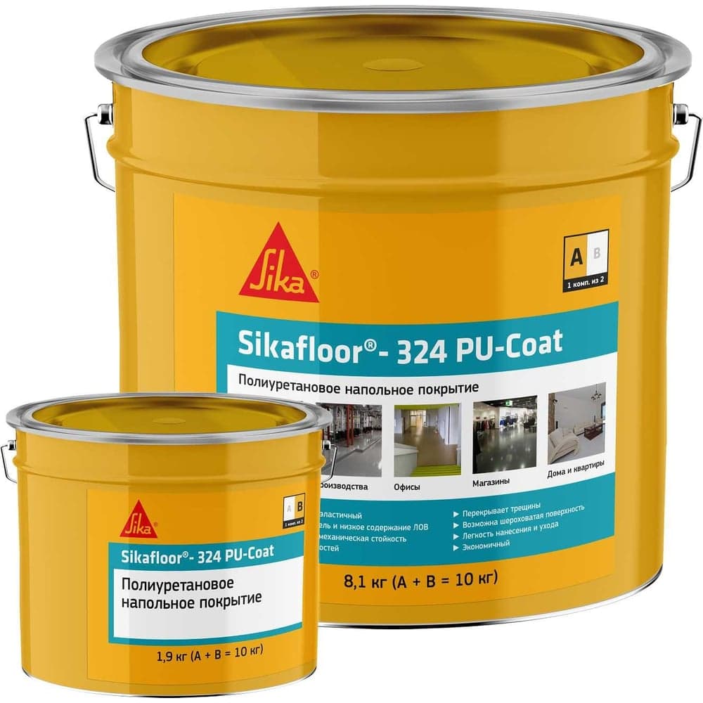 Напольное покрытие на полиуретановой основе SIKA Floor-324 PU-Coat(AB) RAL 7032 Ведро 10КГ 853461