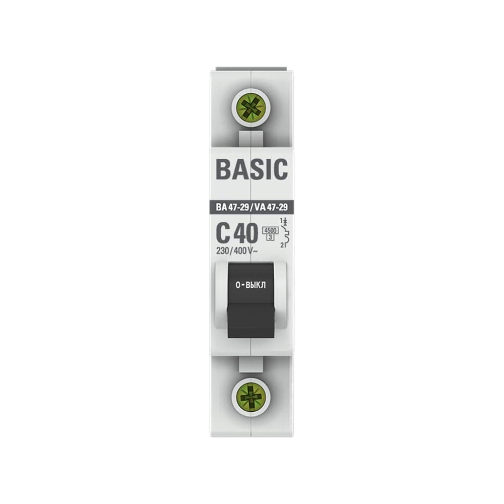 Автоматический выключатель EKF 1P 40А (C) 4,5кА ВА 47-29 Basic mcb4729-1-40C