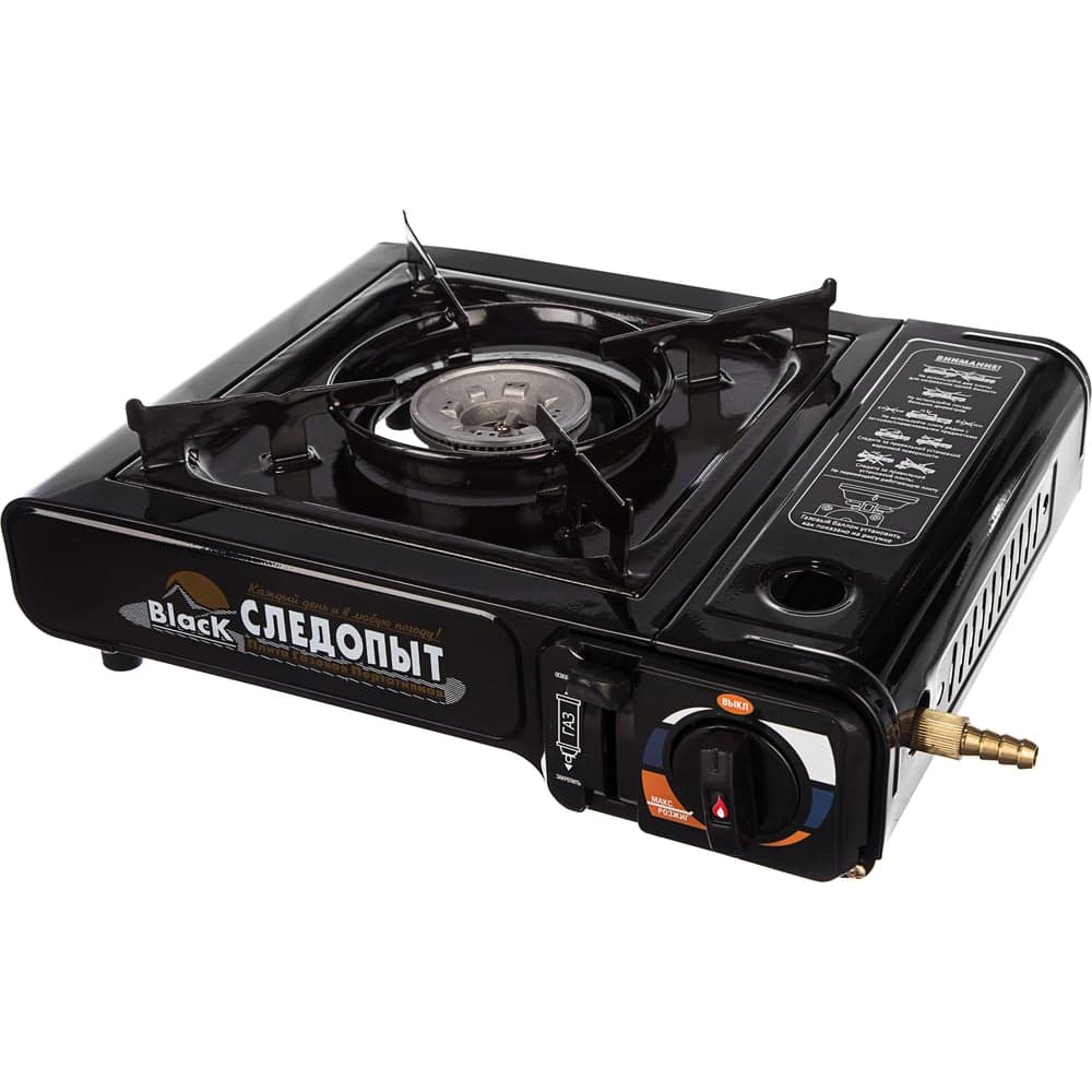 Газовая плита с переходником Следопыт Black PF-GST-N10