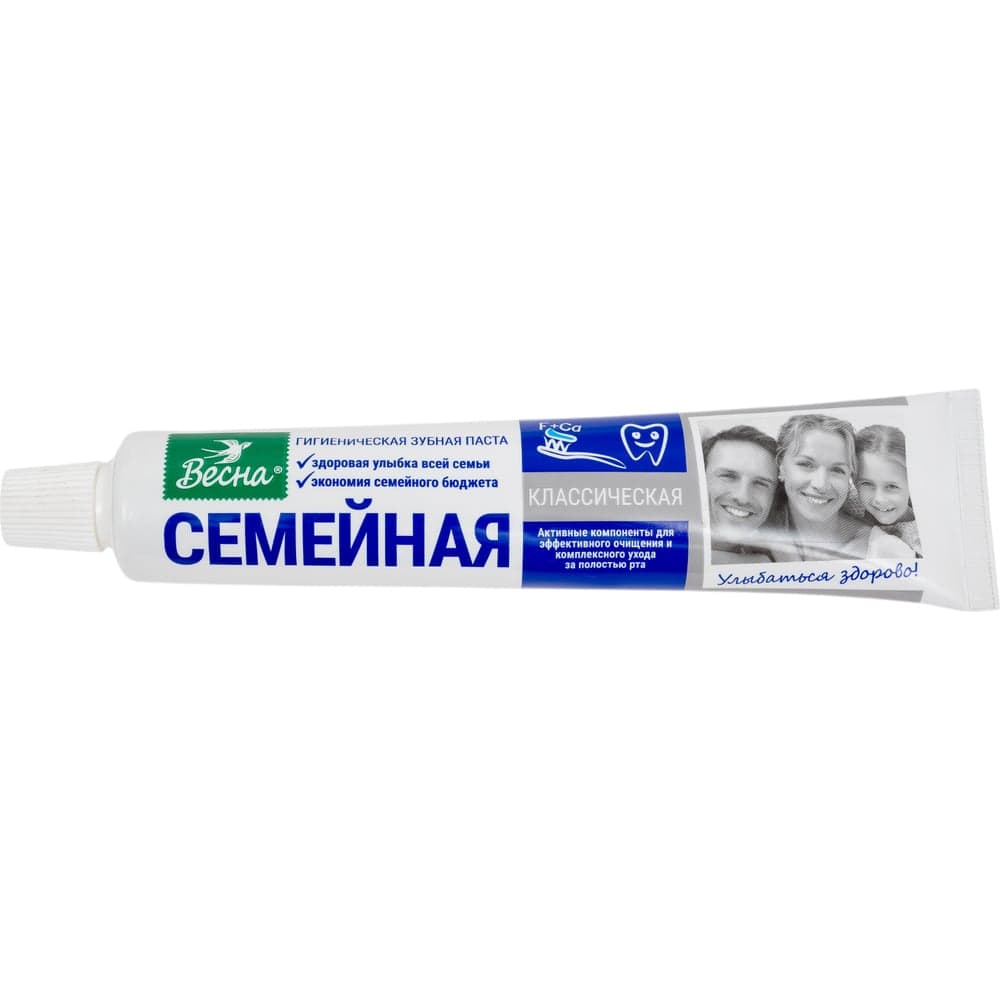 Зубная паста ВЕСНА Семейная Классическая 90 г, отбеливающая, защита от кариеса 608734