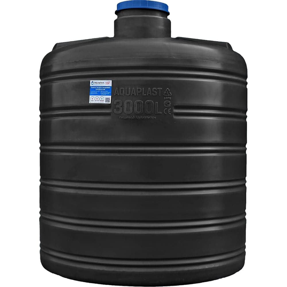 Овально-вертикальный бак 3000л черный AQUAPLAST 4650017955259