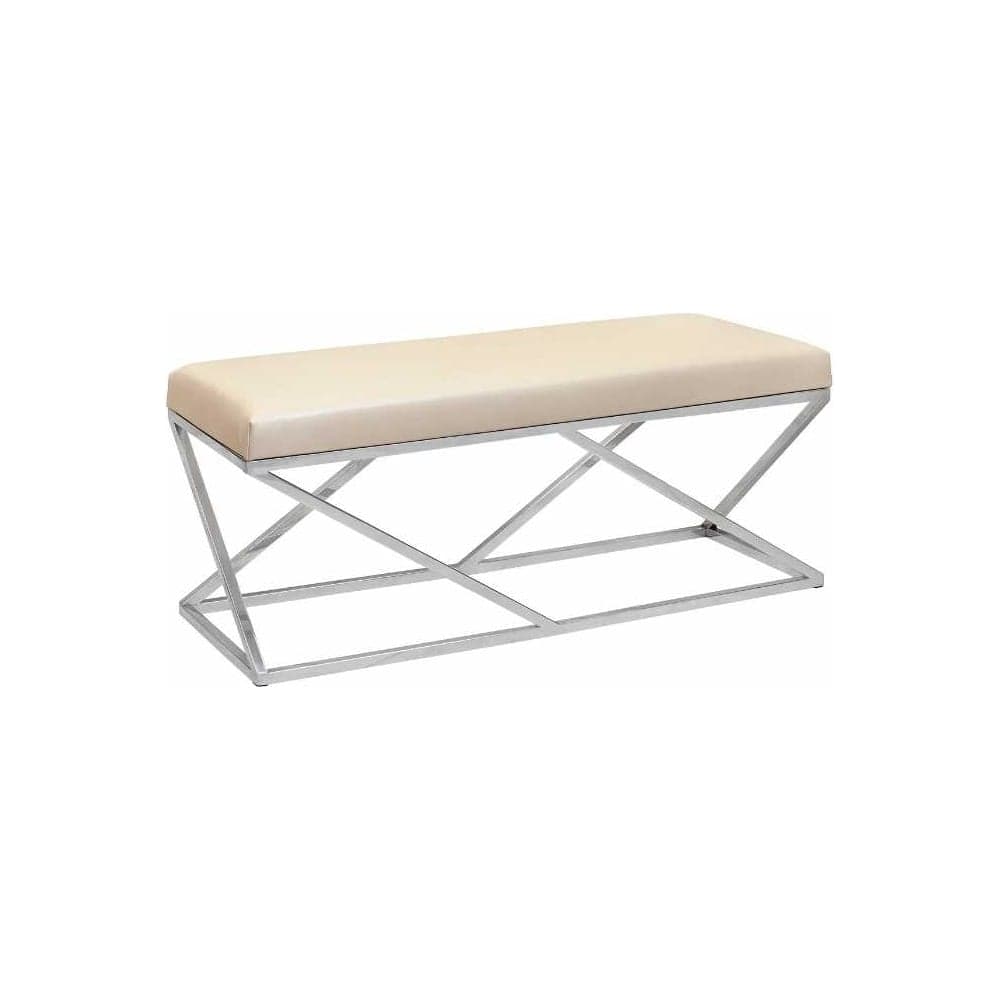 Банкетка GreenWeen ZUMA каркас нержавеющая сталь, сидение экокожа цвет Light Beige 1100x400x450 GW-ZUMA-NER-LEA-110-LB