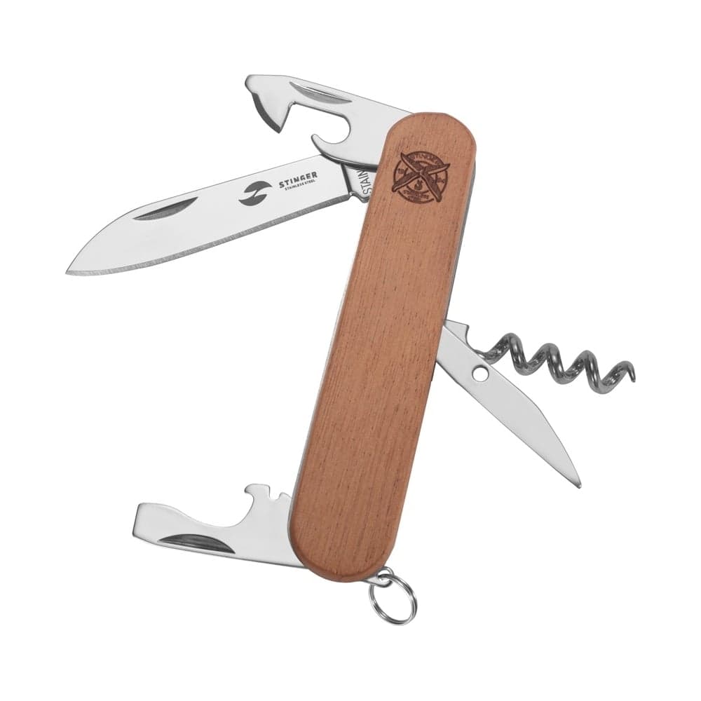 Перочинный нож Stinger 90 мм, 10 функций, материал рукояти: древесина сапеле FK-K5019-5PB