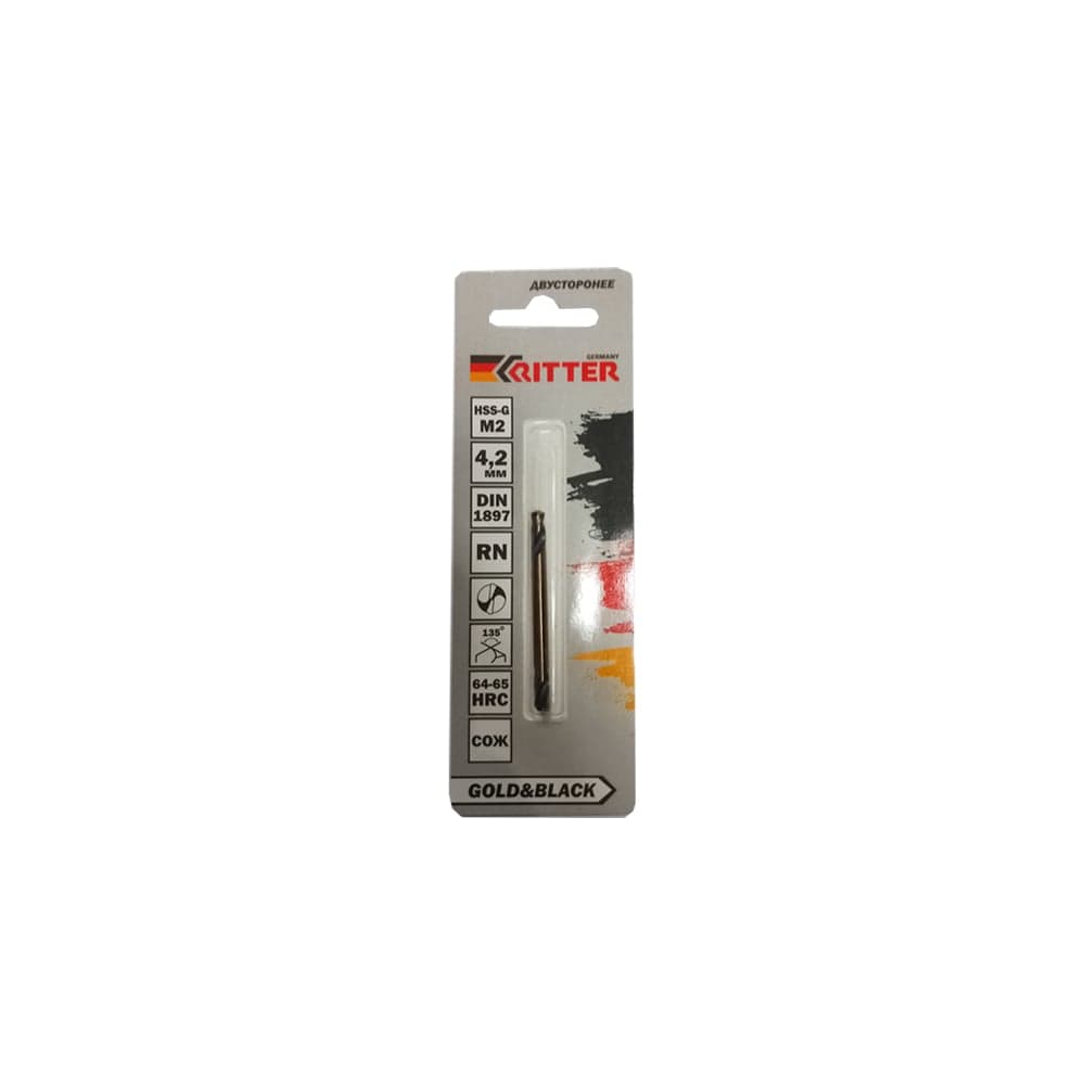 Сверло двухстороннее по металлу EC Gold&amp;Black 4.2 мм, HSS-G M2, DIN 1897, RN RITTER PS14604201