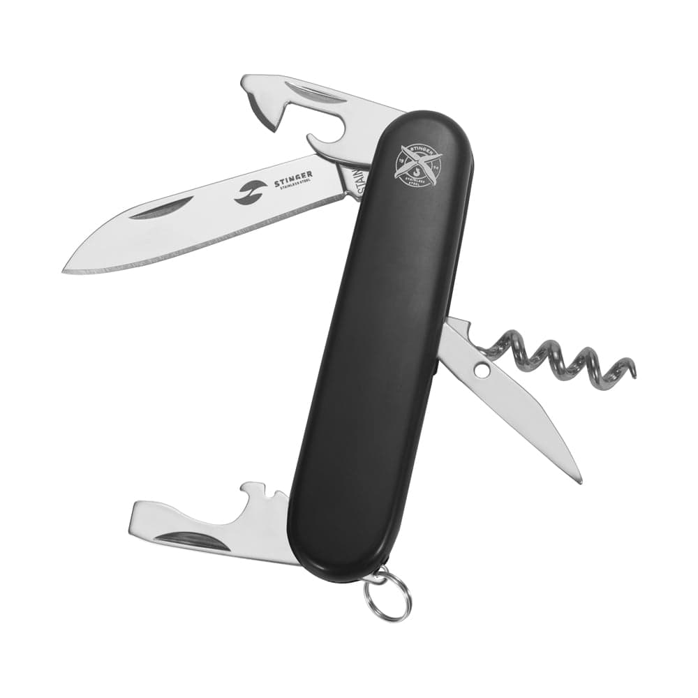 Перочинный нож STINGER 90 мм, 10 функций, материал рукояти АБС-пластик, чёрный FK-K5018-5P