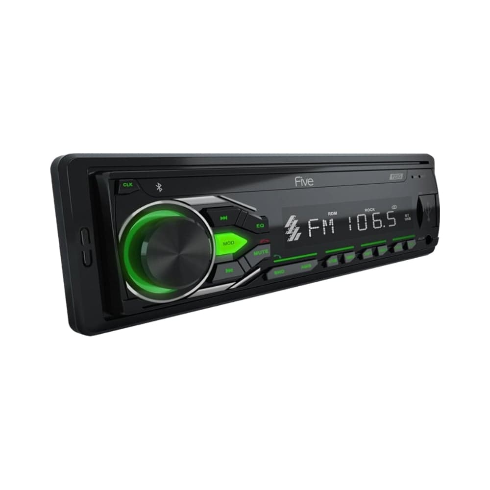 Автомагнитола FIVE 1din, зеленая, Bluetooth, USB, AUX, SD, FM F22G
