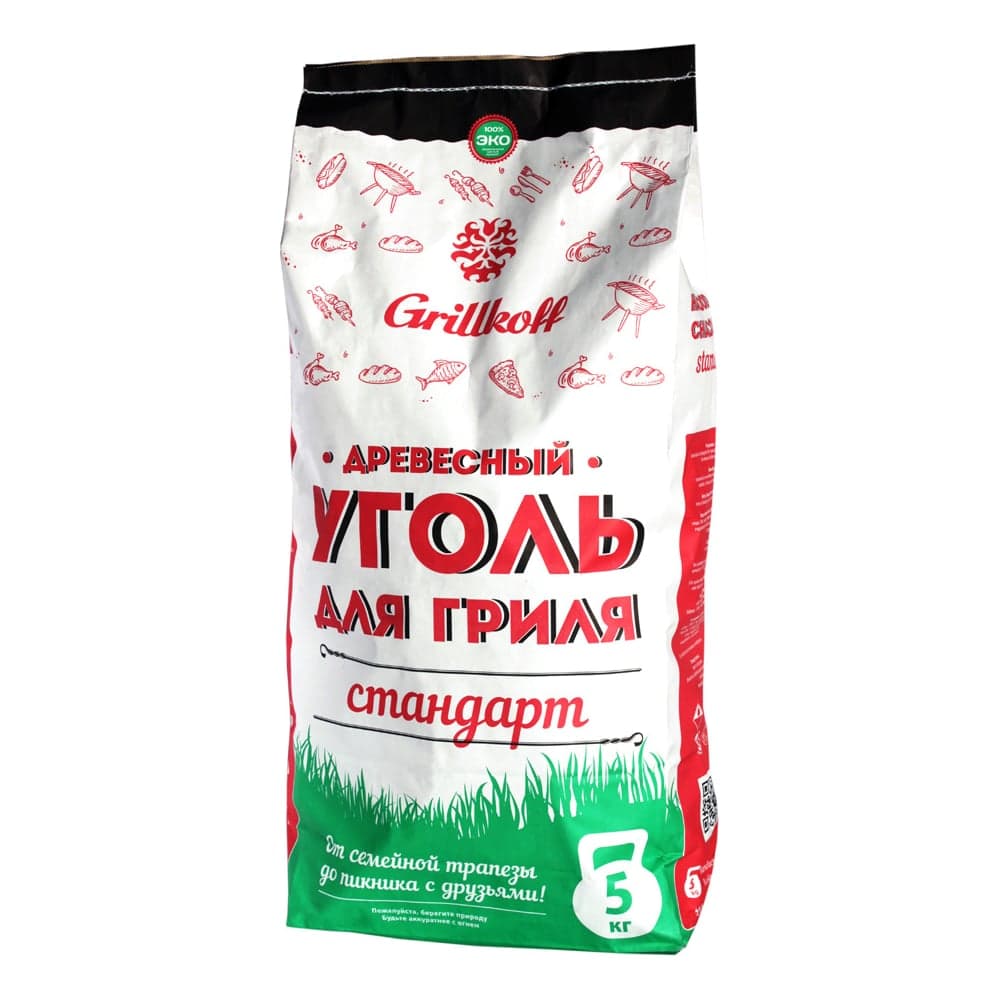 Древесный уголь для гриля Grillkoff стандарт, пакет 5 кг 2