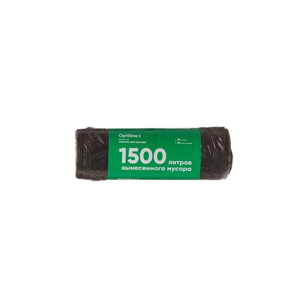 Пакеты для мусора, ПНД, 60x80 см, 10 мкм, 60 л, 25 шт. в рулоне Optiline 23-1010