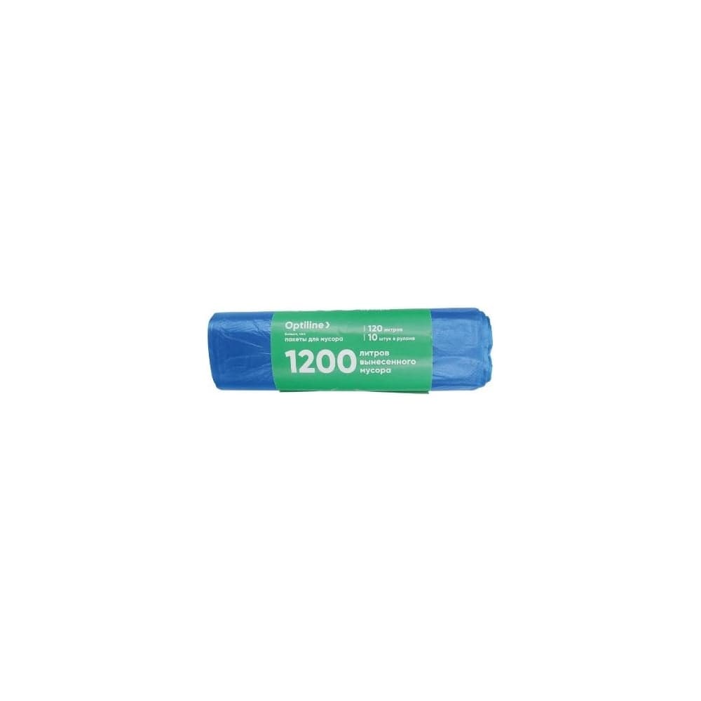 Пакеты для мусора ПНД 70x110 см, 120 л, синие, в рулоне 10 шт. Optiline 23-0100