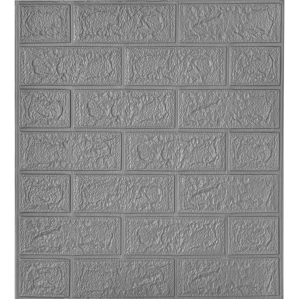 Мягкая самоклеящаяся 3d панель LAKO классический кирпич серебро, 50x55 см, толщина 4 мм, мега комплект 10 шт. LKD-01-03-14-MEGA10