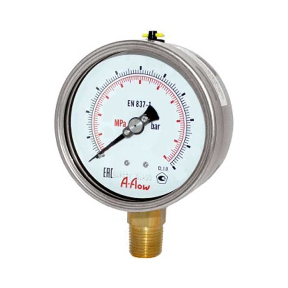 Манометр от 0 до 16 бар из нержавеющей стали, D50 мм, NPT 1/4", штуцер снизу A-Flow G21-S-4N-50A-16bar