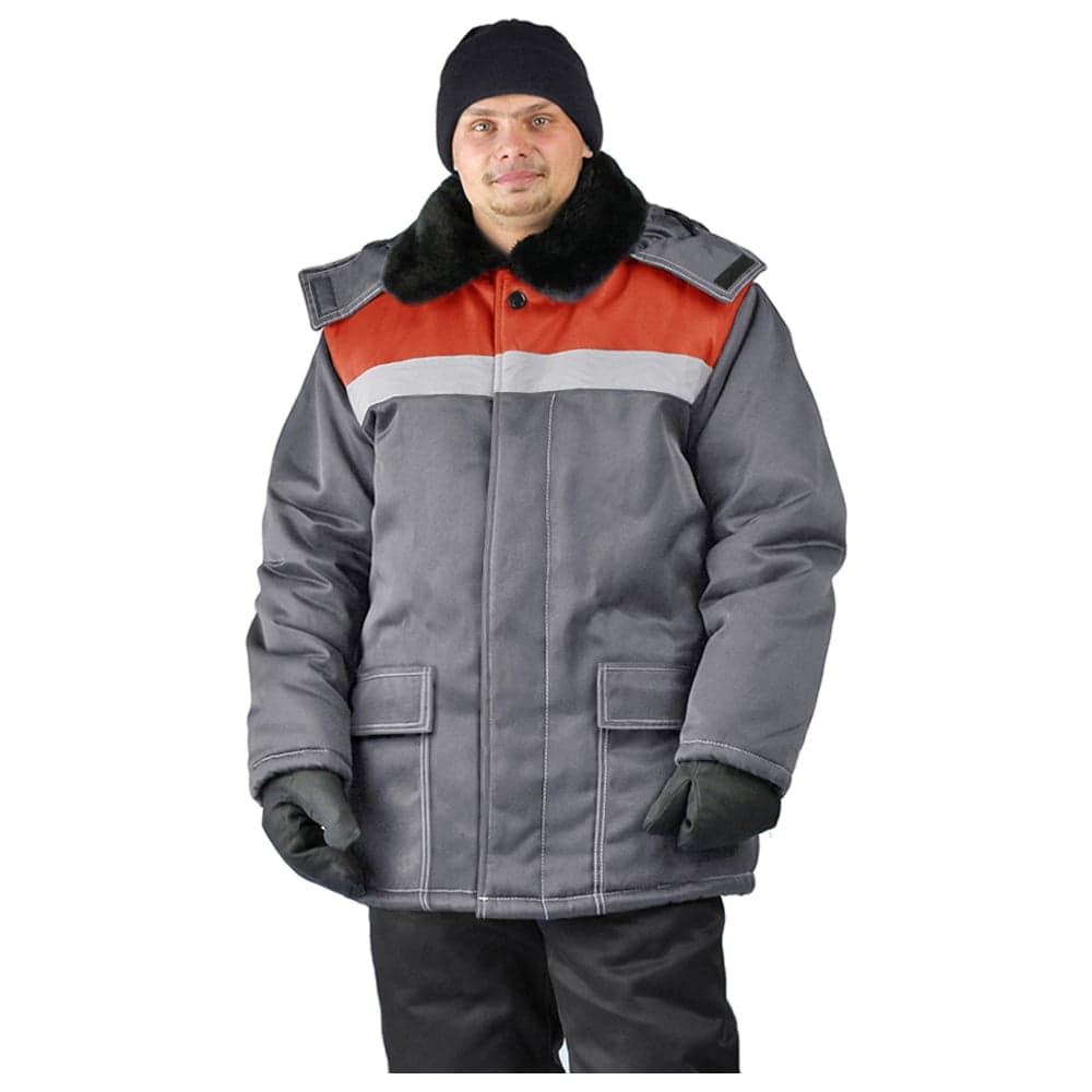 Зимняя куртка URSUS УРАЛ темно-серая/красная, КУР802-333; 48-50, 182-188