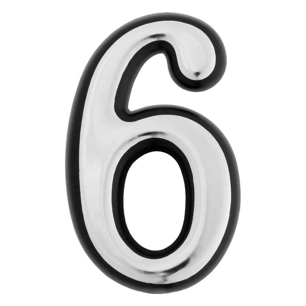 Дверная цифра ТУНДРА 6, пластиковая, цвет хром, 1 шт. 5206111